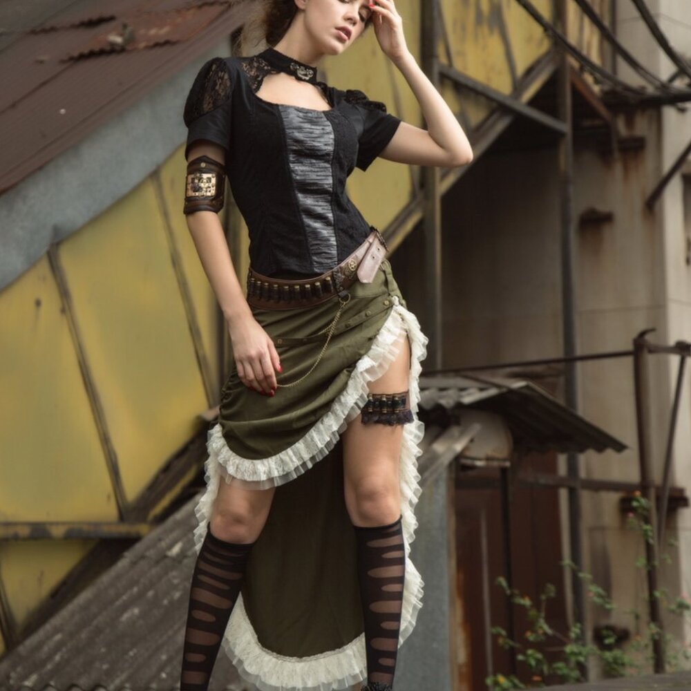 **SOLD** RQ-BL Red Queen's Black Legion Steampunk Skirt